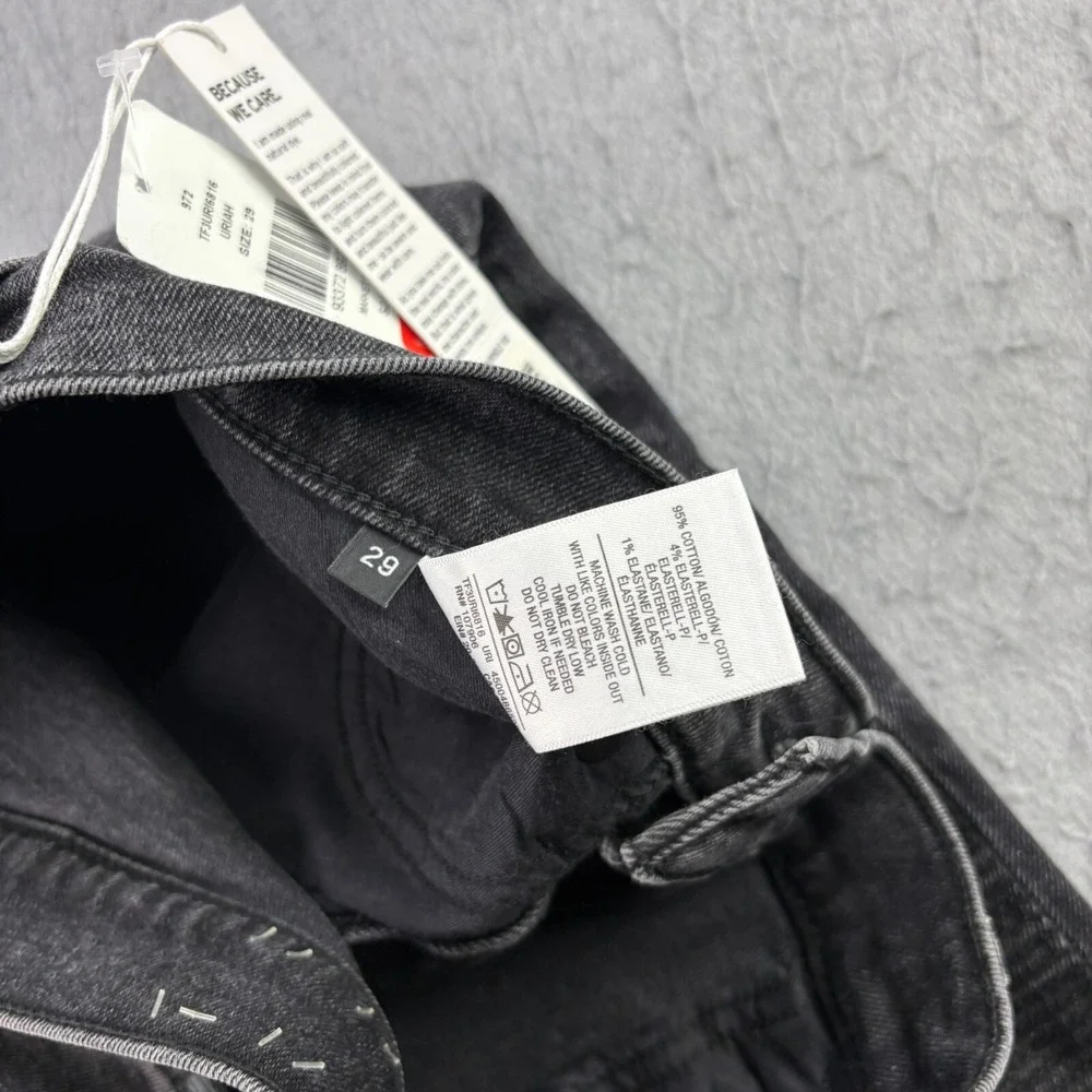 Hudson‎ Jeans Mens 29x33 Black Ethan Biker Skinny Distressed Denim Stretch NEW